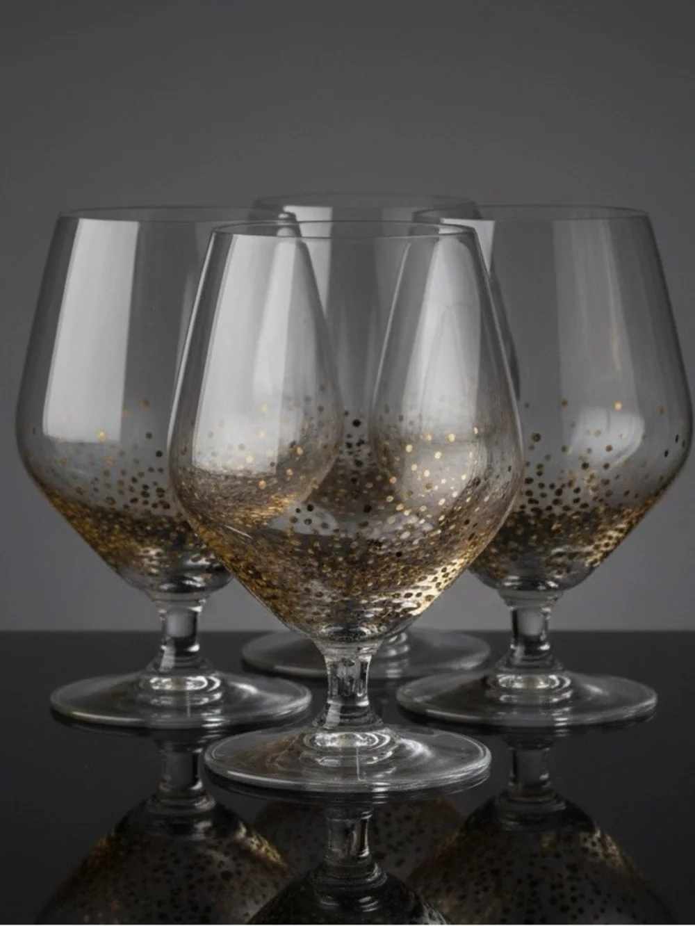 Fitz & Floyd Confetti Gold Wine Glasses Set New Hand Blown Art Glass Goblets Lux